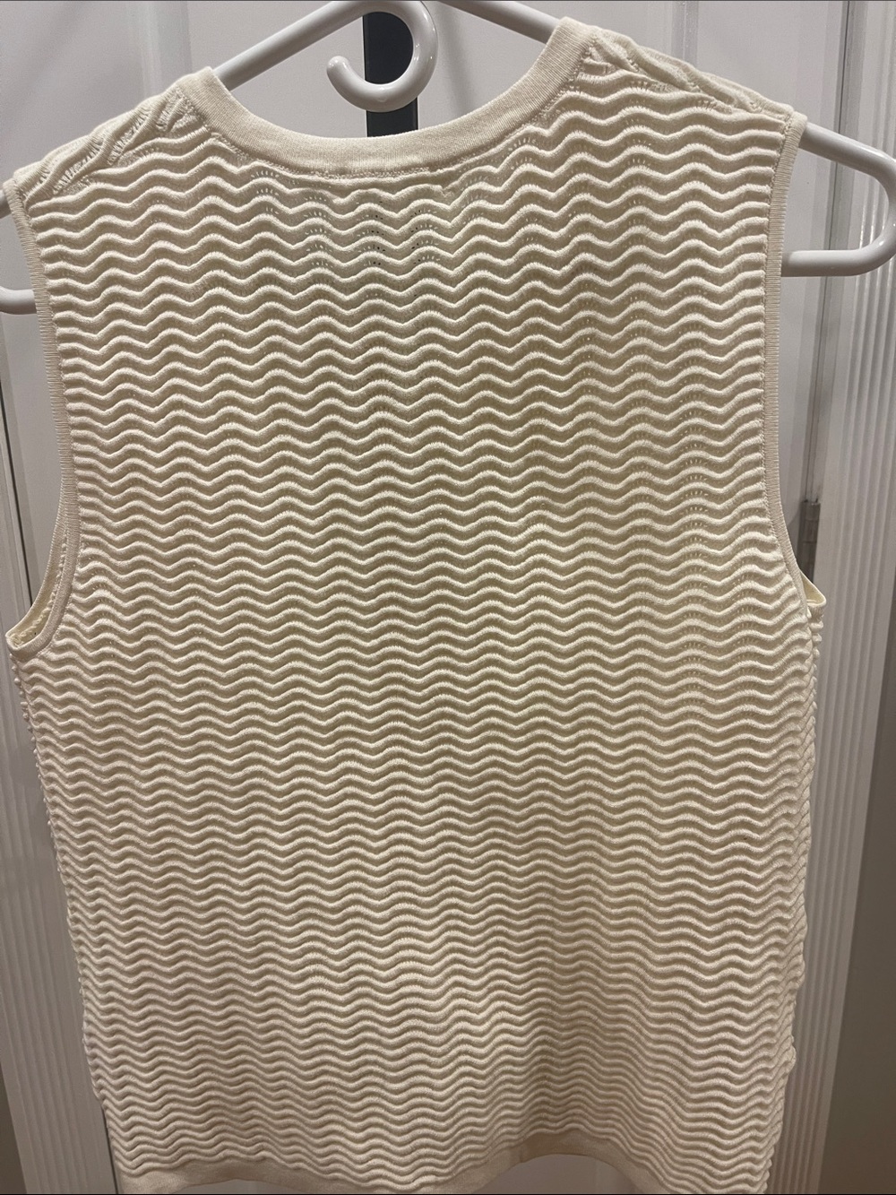 rag & bone Cream Wave-Texture Button Vest - Picture 3 of 3